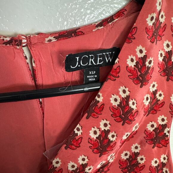 J Crew Ruffle Slip Floral Viscose Chiffon Midi Dress US Women's XS Petite - Picture 4 of 7